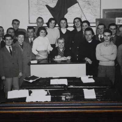 1958 Foto ricordo dell'esame di Esperanto gent.conc. Osiride Bastianelli