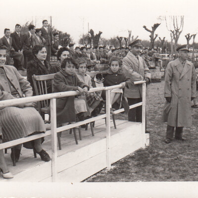 1951 San Martino Spino palco delle autorità per la corsa dei muli al Centro quadrupedi Gent.conc.da Vilmer Braghiroli