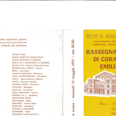 1975 Locandina Rassegna di corali 1 gent.conc. Glauco Meschieri